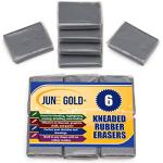 June Gold Gray Kneaded Rubber Erasers, 6 Pack