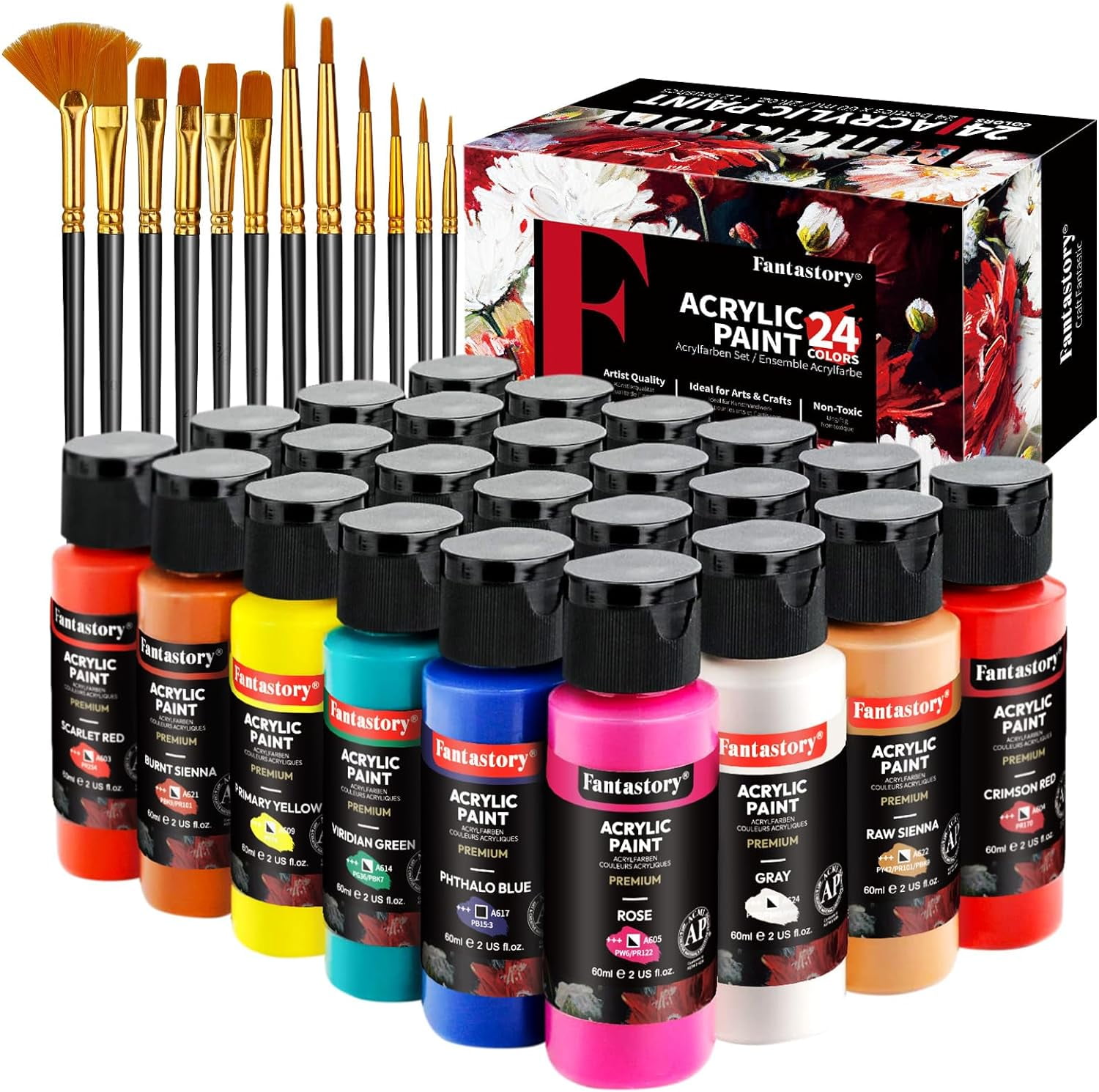 Fantastory 2 oz Acrylic Paint Set, 24 Pieces