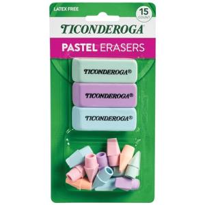 Ticonderoga Pastel Color Erasers, 15 Pack