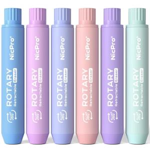 Nicpro 6 Pack Colorful Twist Erasers for Kids