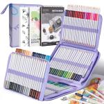120 Soft Colored Pencils Set with Sketchbook Case