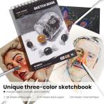 120 Soft Colored Pencils Set with Sketchbook Case