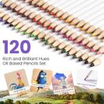 120 Soft Colored Pencils Set with Sketchbook Case