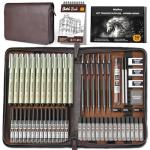 58-Piece Art Drawing Supplies Kit with Leather Case