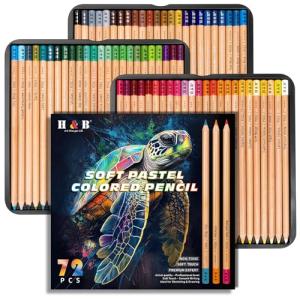 72 Soft Vibrant Pastel Colored Pencils Set