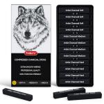 PANDAFLY 12-Piece Compressed Charcoal Stick Set
