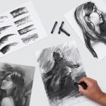 PANDAFLY 12-Piece Compressed Charcoal Stick Set