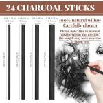 24 Pack Willow Charcoal Sticks for Artists