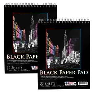 Black Heavyweight Spiral Sketch Pad, 9"x12" (2 Pack)