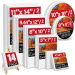 14 Pack of Stretched Blank Painting Canvases