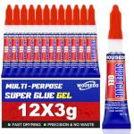 Super Glue Gel: 12 x 3g All-Purpose Adhesive
