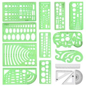 Angrox 15-Piece Geometric Drawing Templates Set