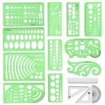 Angrox 15-Piece Geometric Drawing Templates Set