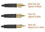 3-Pack Hongdian Fountain Pen Nibs with Gold Trim