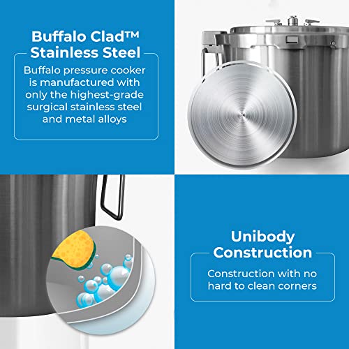 Buffalo Extra Large Stainless Steel Pressure Cooker with Rack