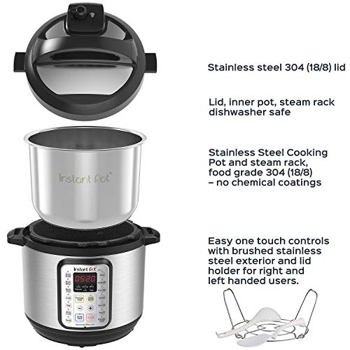 Instant Pot 9-in-1 Pressure Cooker, Stainless Steel, 8 Qt