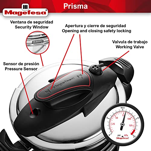 MAGEFESA Prisma Stove-top Pressure Cooker - 6.3 Quart