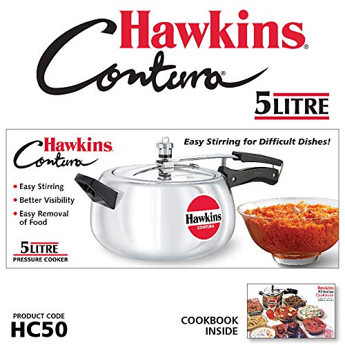 Hawkins HC50 Contura 5L Pressure Cooker (Small, Aluminum)