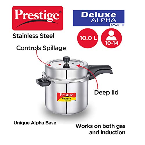 Prestige PRASV10 Pressure Cooker, 10 Liter, SILVER