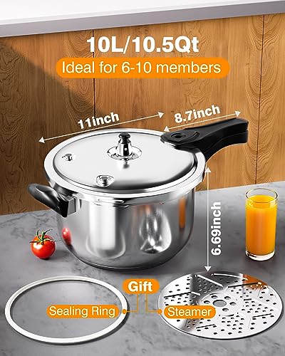 WantJoin 10 Quart Stainless Steel Pressure Cooker (Non-Aluminum)