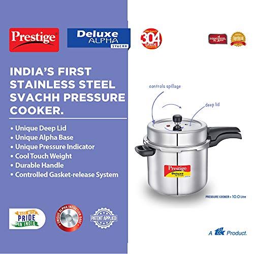 Prestige PRASV10 Pressure Cooker, 10 Liter, SILVER
