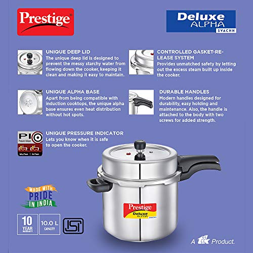 Prestige PRASV10 Pressure Cooker, 10 Liter, SILVER