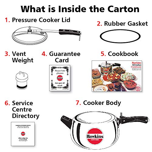 Hawkins HC50 Contura 5L Pressure Cooker (Small, Aluminum)