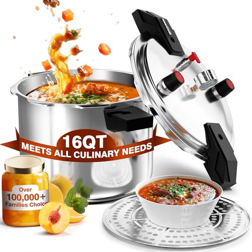 Wantjoin Commercial Pressure Cooker, 16QT with Gauge