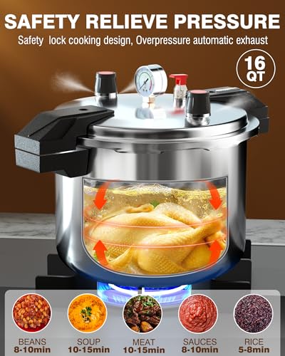 Wantjoin Commercial Pressure Cooker, 16QT with Gauge