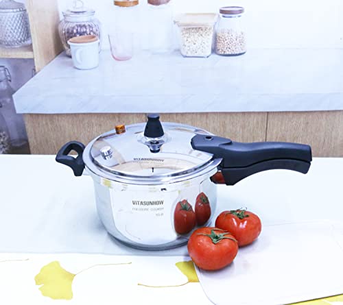 VITASUNHOW Stainless Steel Pressure Cooker with Steamer Basket