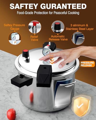 Wantjoin Commercial Pressure Cooker, 16QT with Gauge