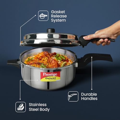 Prestige PRASVDP Pressure Cooker, Deep Pan 5L, SILVER