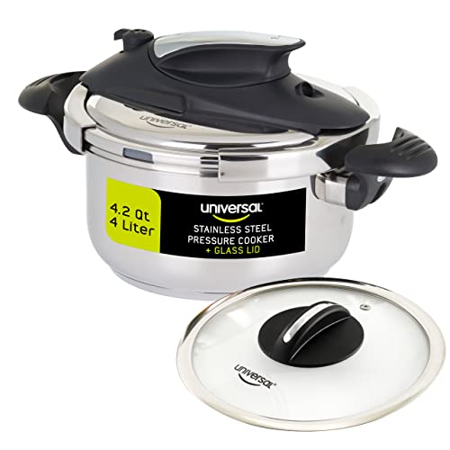 Induction Compatible Stainless Steel Pressure Cooker with Glass Lid