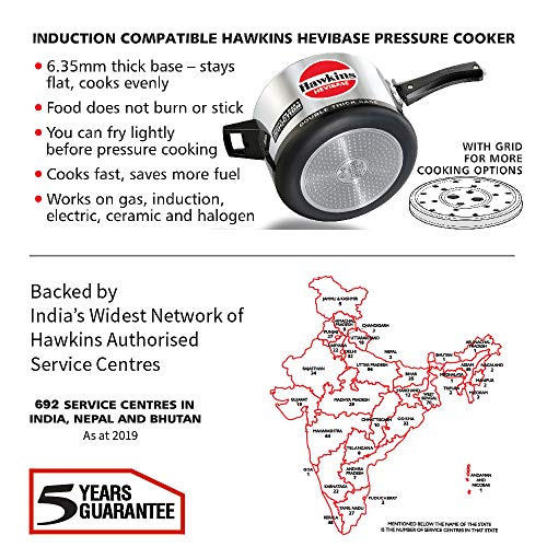 5-Liter Hawkins Induction Compatible Aluminum Pressure Cooker