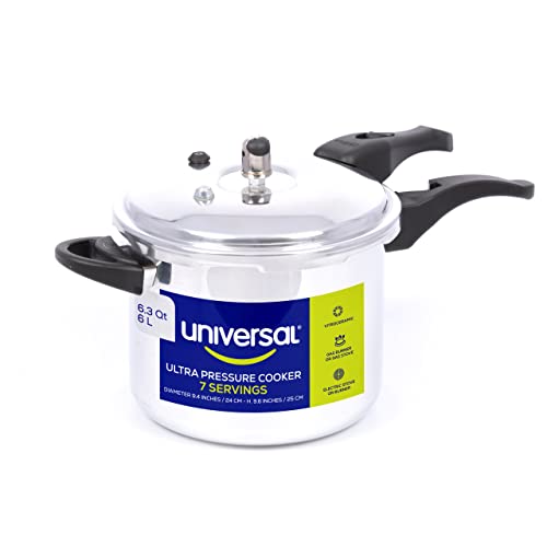 Universal 6.3 Quart / 6 Liter Anti-Rust Ultra Pressure Cooker, Aluminum Pressure Cooker for 7 Servings