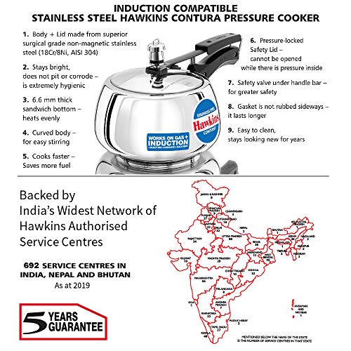 Hawkins Contura-SSC30 Small Silver Pressure Cooker