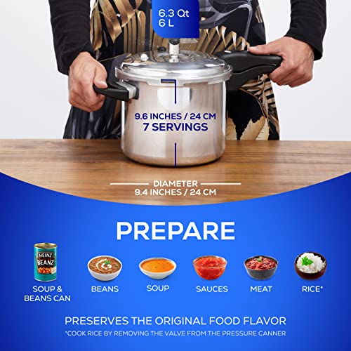 Universal 6.3 Quart / 6 Liter Anti-Rust Ultra Pressure Cooker, Aluminum Pressure Cooker for 7 Servings