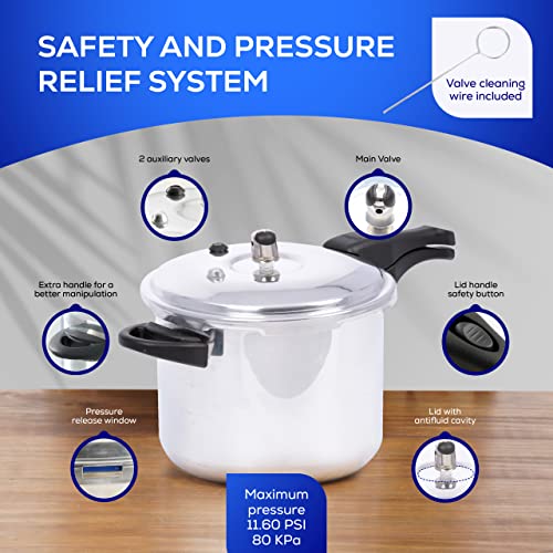 Universal 6.3 Quart / 6 Liter Anti-Rust Ultra Pressure Cooker, Aluminum Pressure Cooker for 7 Servings