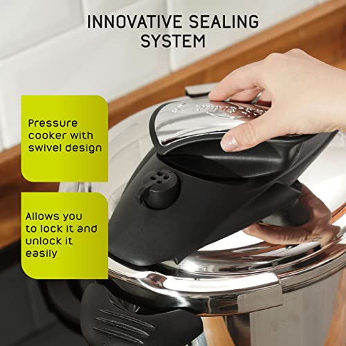 Induction Compatible Stainless Steel Pressure Cooker with Glass Lid