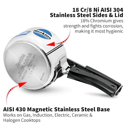 1.5 Liter Stainless Steel Pressure Cooker by Hawkins
