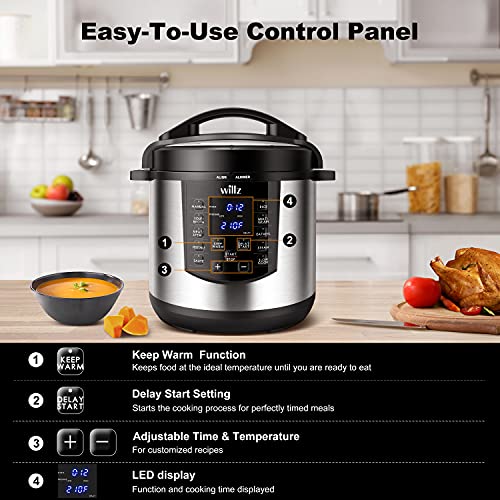 Willz 6-in-1 Programmable Pressure Cooker, Stainless, 6 Qt