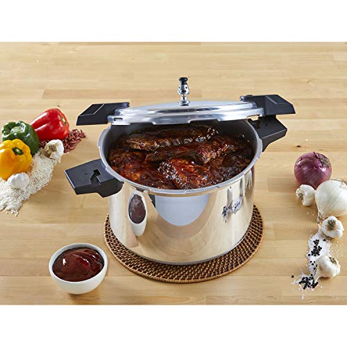 IMUSA USA 16Qt Jumbo Stovetop Pressure Cooker, Silver