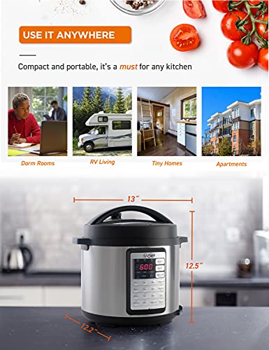 Electric Pressure Cooker 6.3 Quarts, 24-Hour Timer, Stainless Steel