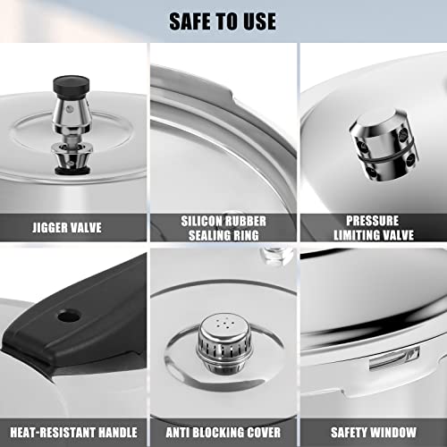 Yuebaaf Steel Pressure Cooker 6 QT, All Cooktops, Faster & Safer Cooking