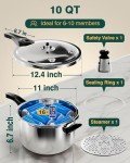 WantJoin 10 Quart Stainless Steel Pressure Cooker (Non-Aluminum)