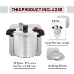 T-fal 22 Quart Pressure Cooker Canner, Silver