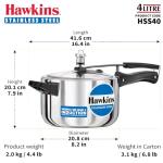 Hawkins B45 4L Silver Pressure Cooker