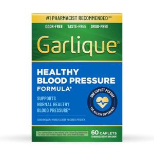 Garlique Odorless Garlic Extract for Blood Pressure, 60 Caplets
