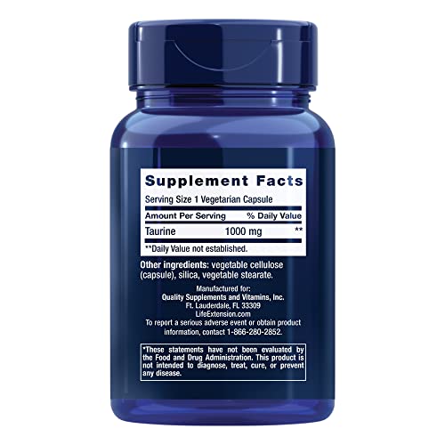 Life Extension Taurine Capsules - Heart, Liver, Brain - 1000mg