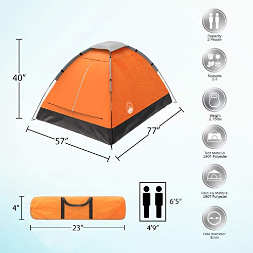 Wakeman 2-Person Camping Tent with Rain Fly - Lightweight